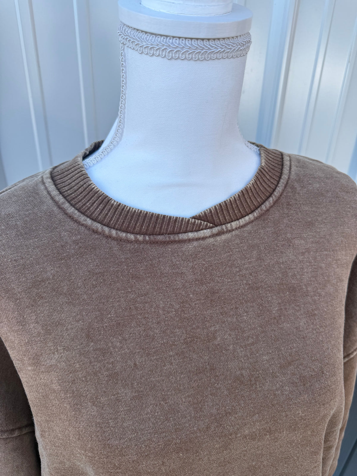 Zenana Brown oversized crewneck