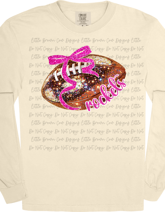 Rockets Glitter Bow Breast Cancer Awareness