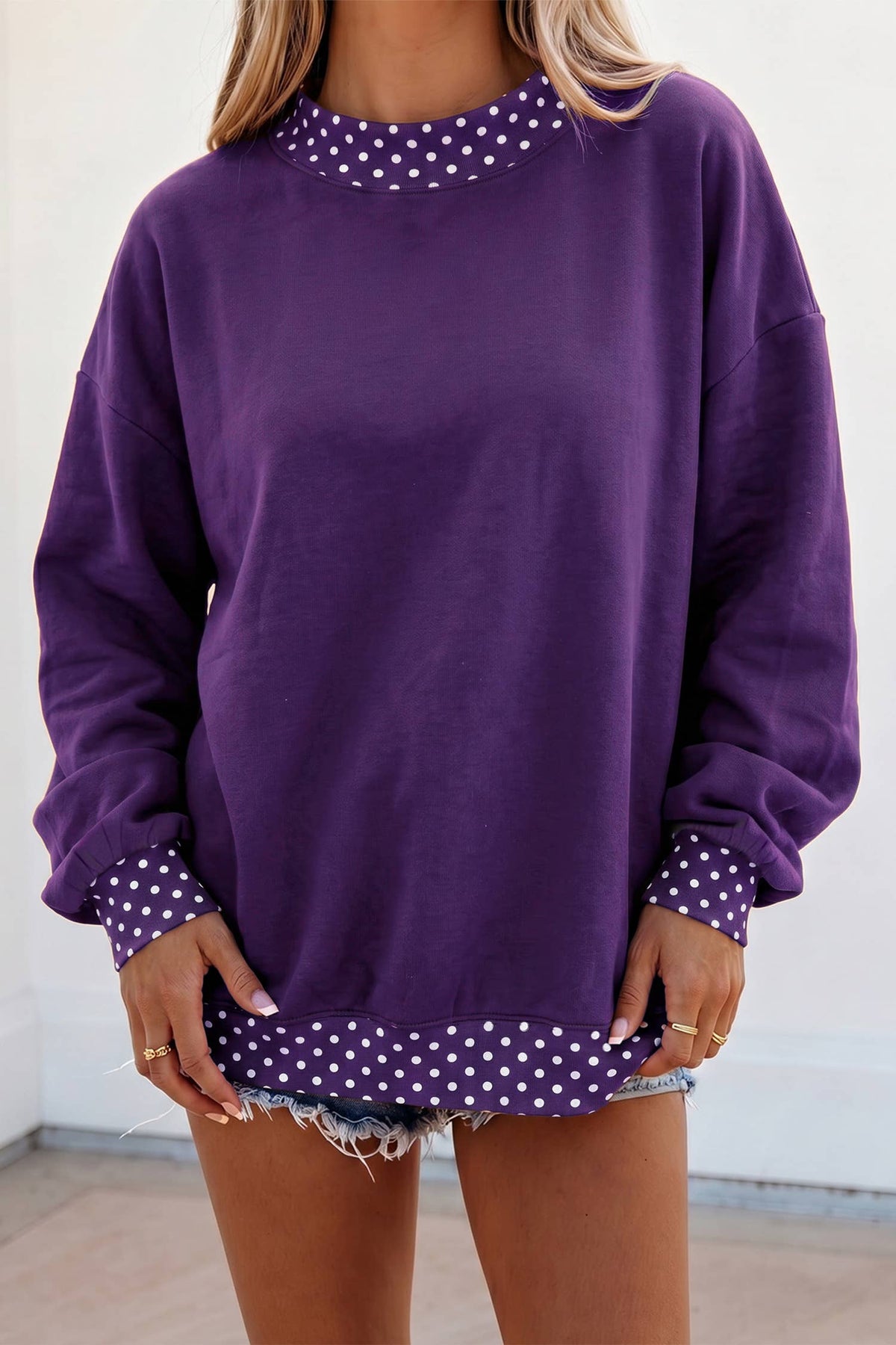 Game Day Polka Dot Mock Neck Sweatshirt | S-4X