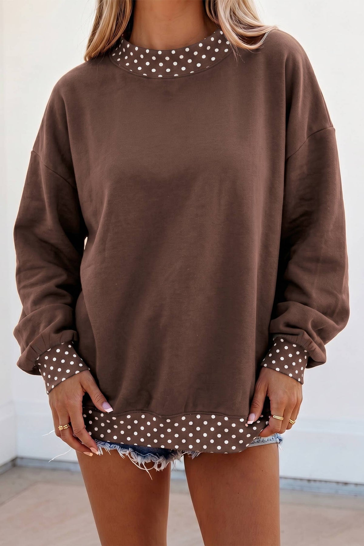 Game Day Polka Dot Mock Neck Sweatshirt | S-4X