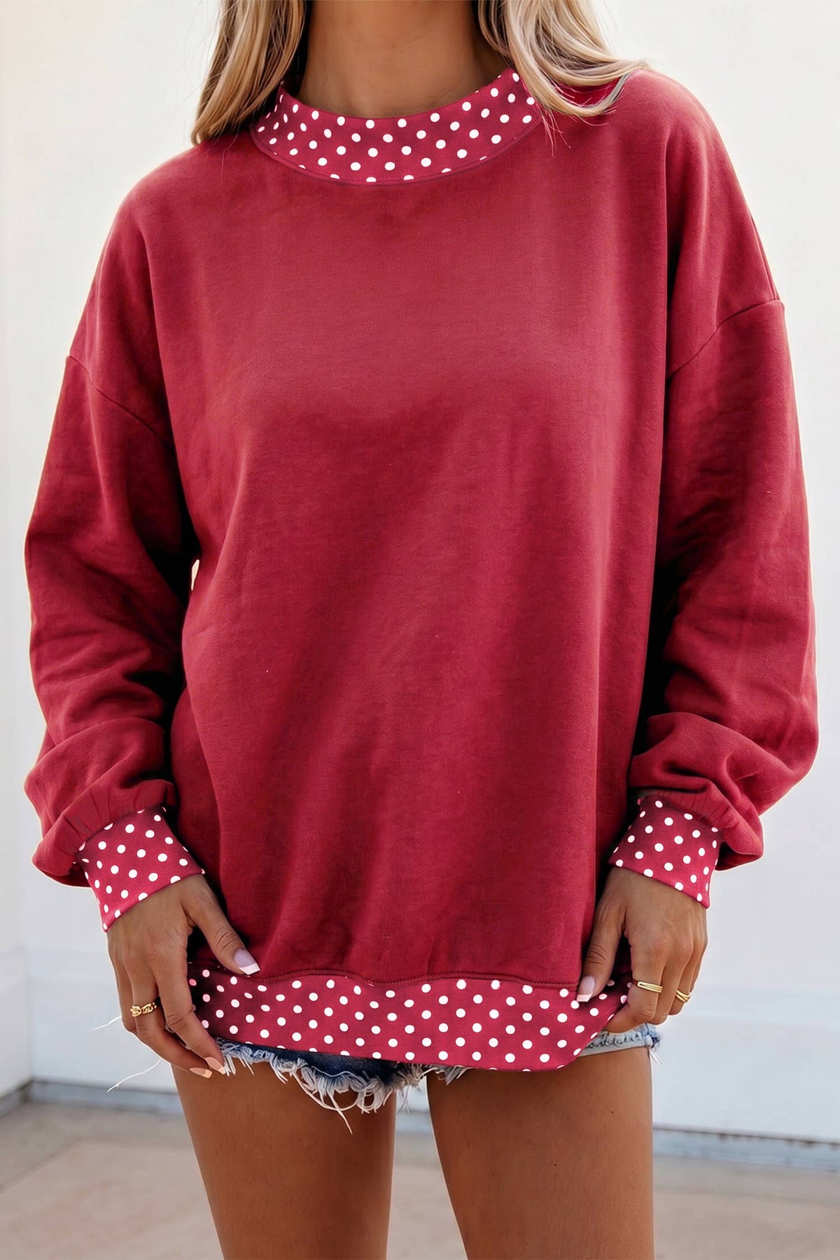 Game Day Polka Dot Mock Neck Sweatshirt | S-4X