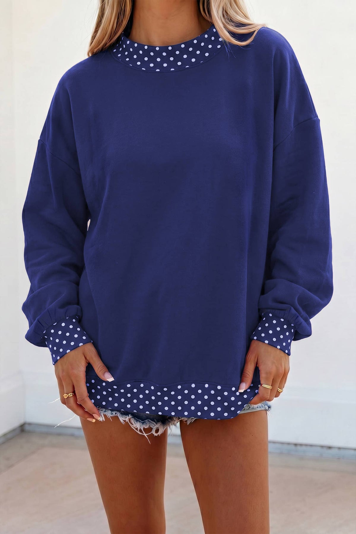 Game Day Polka Dot Mock Neck Sweatshirt | S-4X