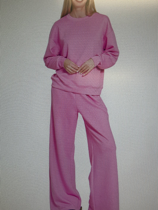Zenana pink two piece set