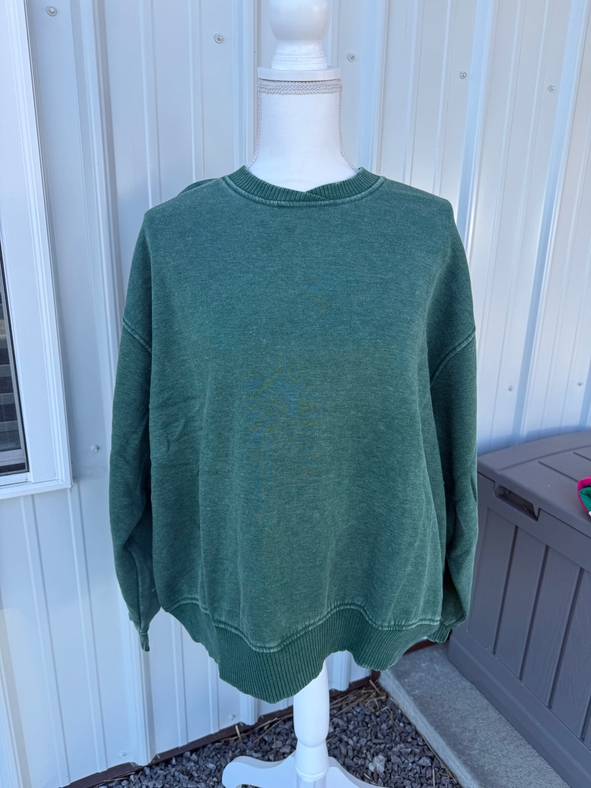 Zenana Green oversized crewneck