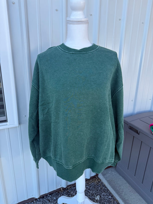 Zenana Green oversized crewneck