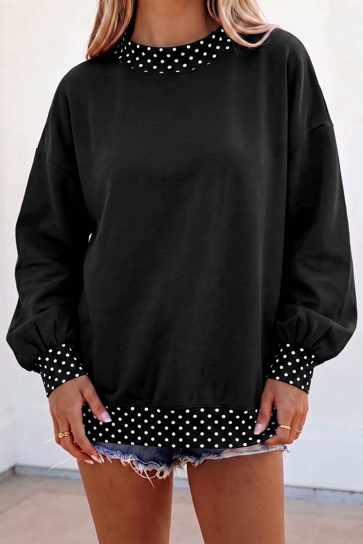 Game Day Polka Dot Mock Neck Sweatshirt | S-4X