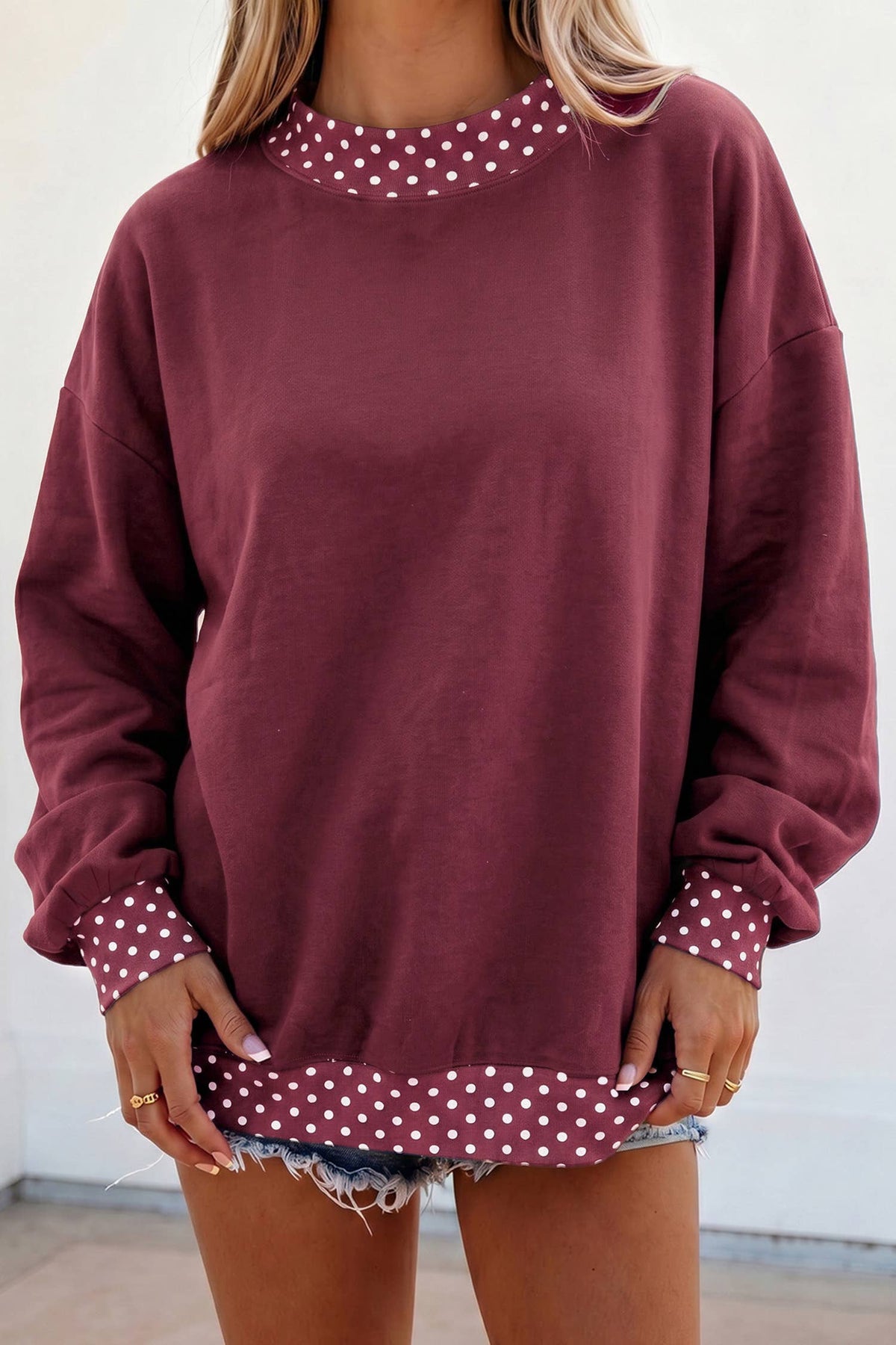 Game Day Polka Dot Mock Neck Sweatshirt | S-4X